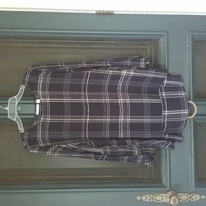 Susan Graver Size 14  Black Plaid Top